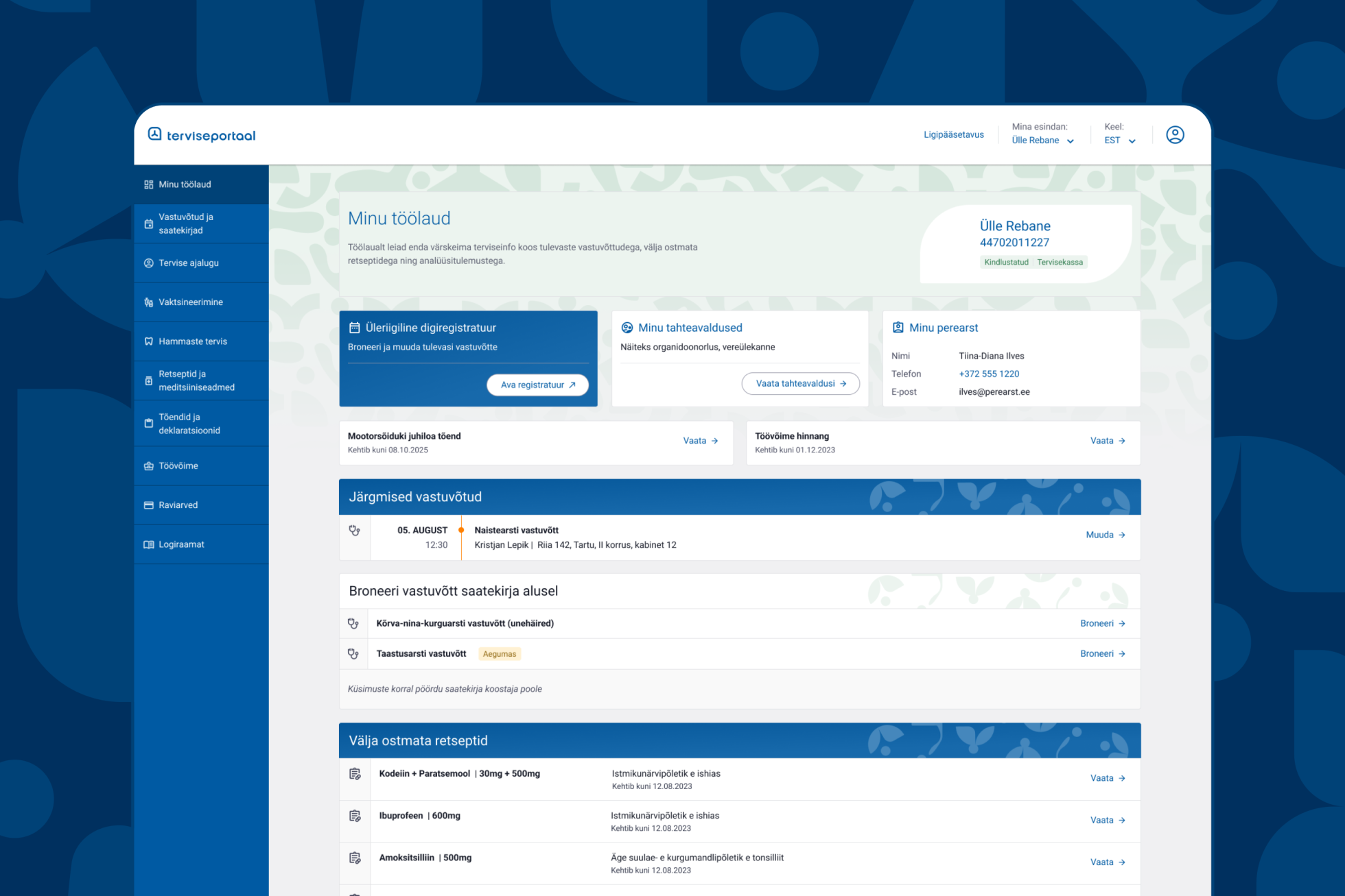 Terviseportaal "minu töölauad"