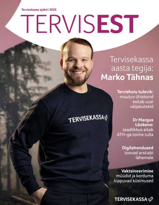 Ajakirja TervisEst kaanepilt, millel on Tervisekassa aasta tegija Marko Tähnas.
